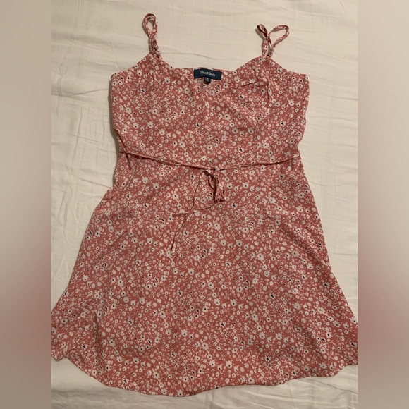 ModCloth Pink White Floral 90s Spaghetti Strap Dress with Tie Waist, size M - Picture 5 of 5
